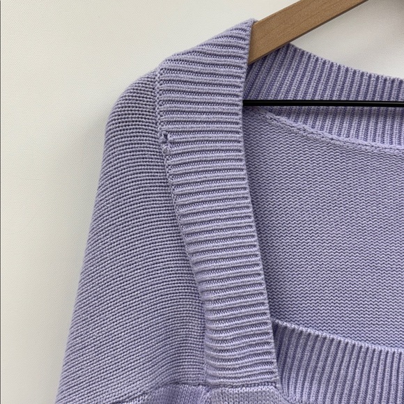 Ann Taylor Chunky Knit Square Neck Pullover Sweater Lilac Purple XL - Picture 4 of 9